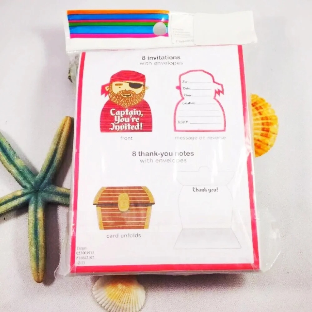 Pirate Party 8 Invitation & 8 Thank You Notes Pack